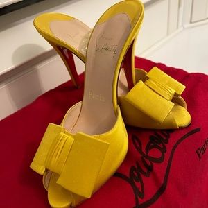 Christian Louboutin yellow satin size 36 high he’ll slide